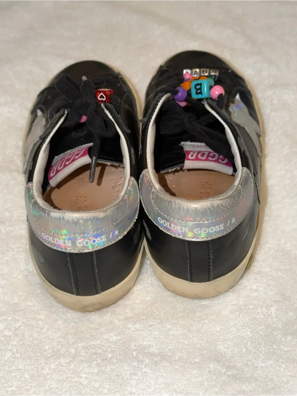 Golden Goose Private Edition Super -Star Kids Black Leather Sneakers